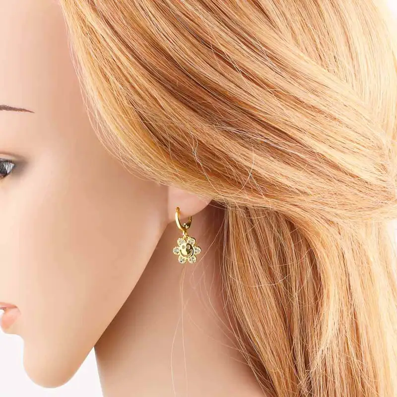 AS jewelry European and American love heart pendant earrings gold-plated sunflower smiley face inlaid zircon earrings era382