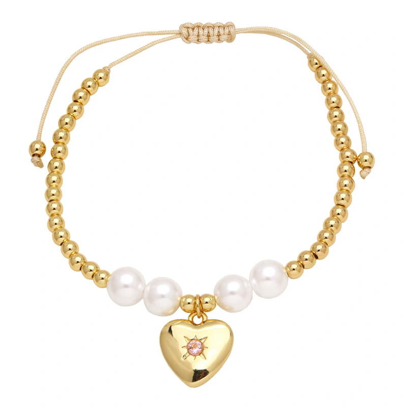 AS jewelry bracelet pearl heart bracelet female gold-plated colored zircon hand jewelry bre75