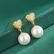  French light luxury elegant love earrings temperament advanced exquisite earrings retro elegant imitation pearl earrings