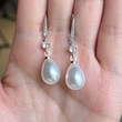 Baroque teardrop-shaped imitation pearl earrings for women, versatile and elegant, diamond-studded, festive wedding bridal earrings