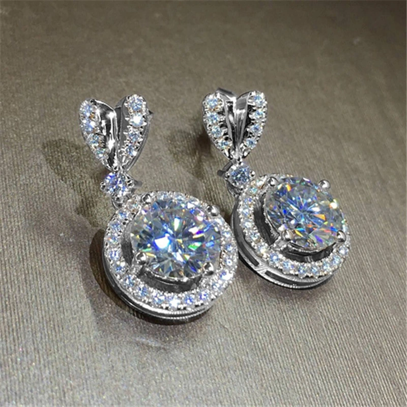 Wedding Bridal Jewelry Exquisite Zircon Heart-Shaped Drop Earrings for Women European and American Quality Earrings Manufacturer Wholesale