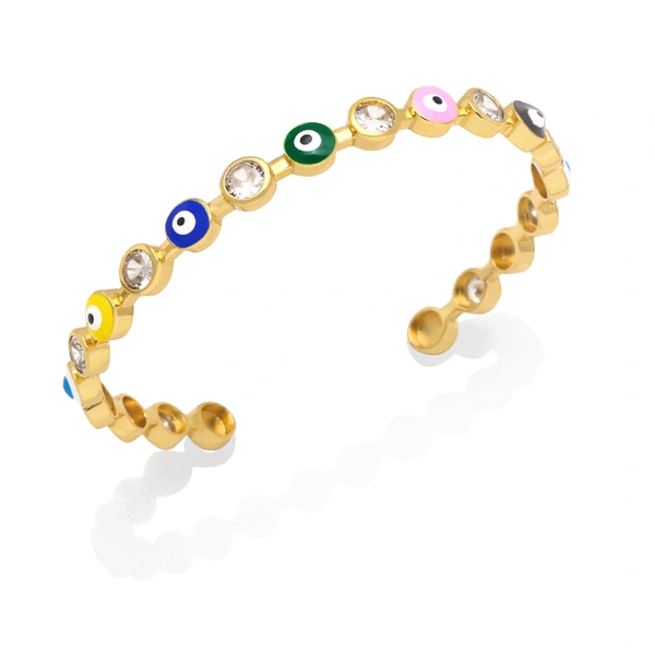 European and American jewelry devil eye bracelet women's multi-color oil drop diamond eye C-shaped open bracelet brh25