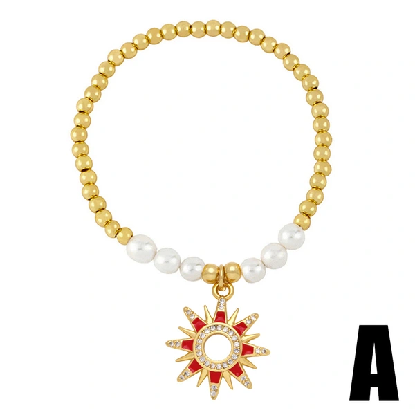 Clearance European and American jewelry pearl elastic bracelet female love five-pointed star pendant temperament bracelet bra99