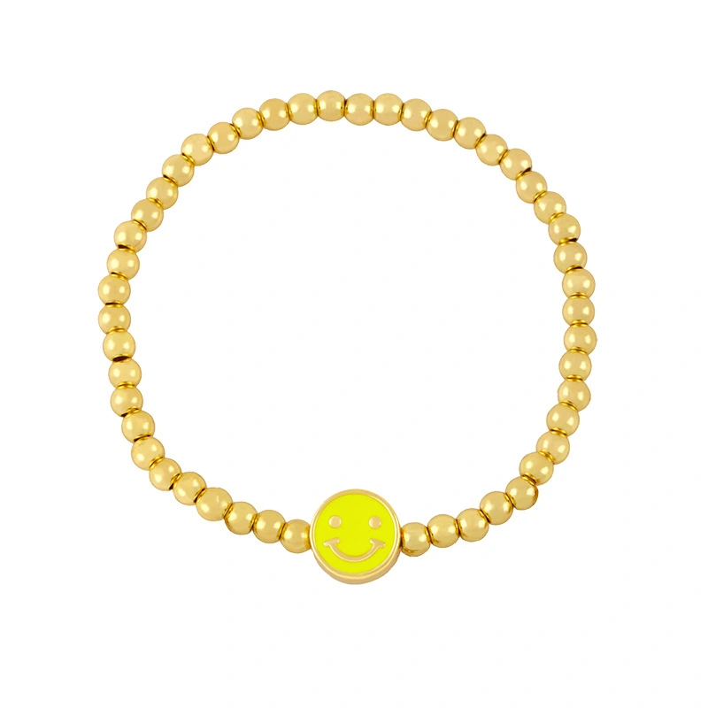 Korean version of the smiley face bracelet net red versatile beaded gold-plated Bohemian gold bead couple girlfriends bracelet brd36