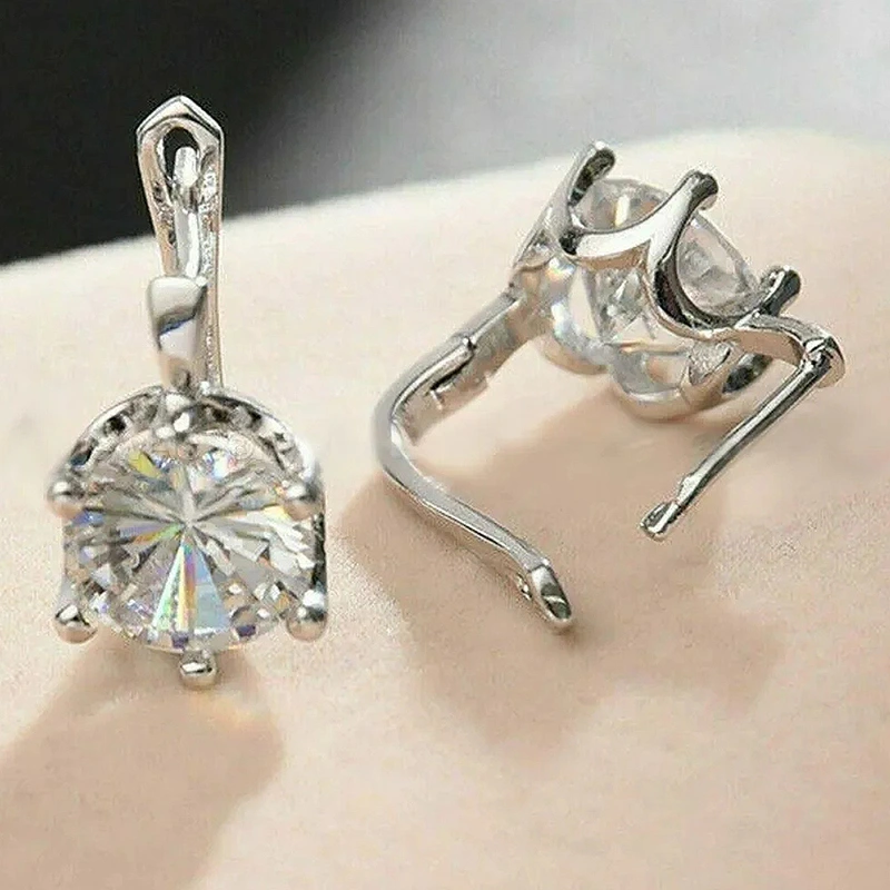 Korean round super flash zircon earrings simple and versatile classic crystal earrings fashionable OL earrings wholesale
