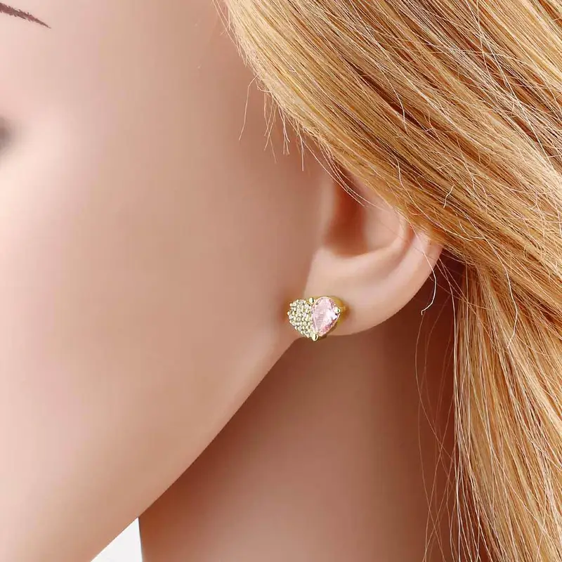 AS jewelry copper plated 18k gold heart inlaid zircon earrings earrings female era262