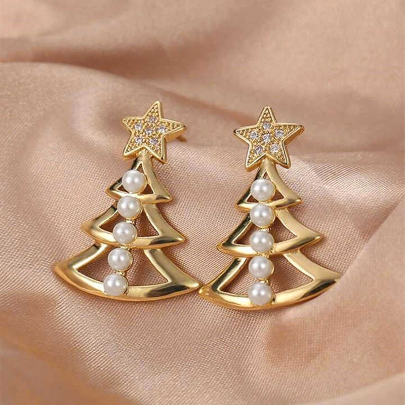  Christmas light luxury style earrings for women Christmas design earrings European and American temperament ladies hot style