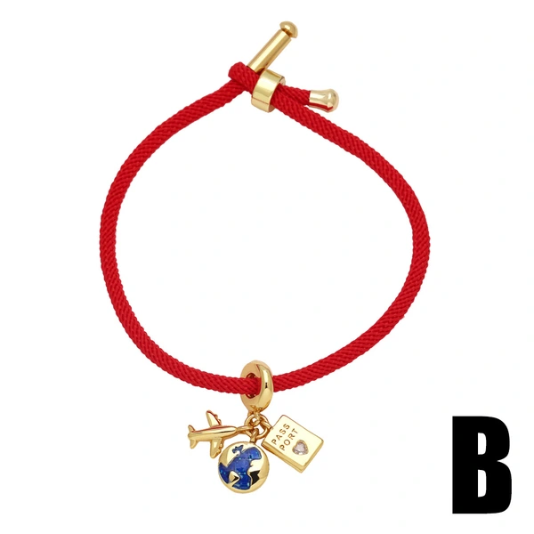 AS jewelry red bracelet gold-plated oil drop earth camera travel bracelet bre02