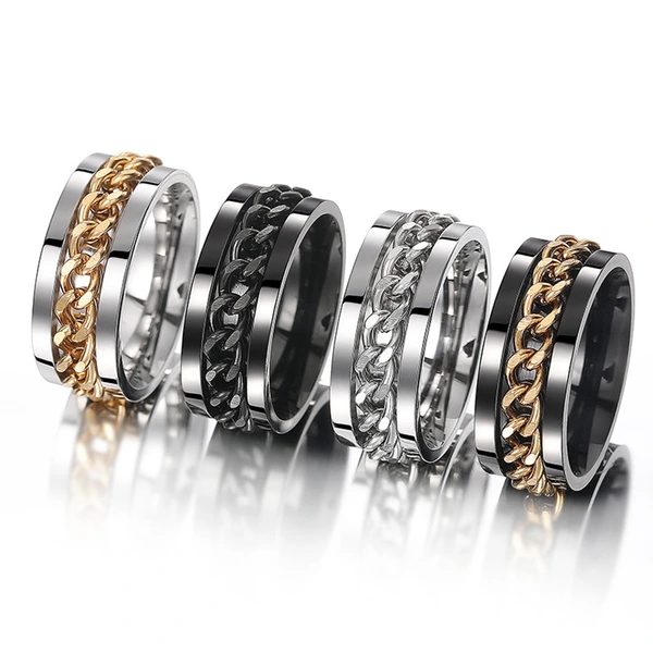  Xiaohongshu's new hot-selling ring chain buckle with a rotatable design, hip-hop style, personalized fashion accessories