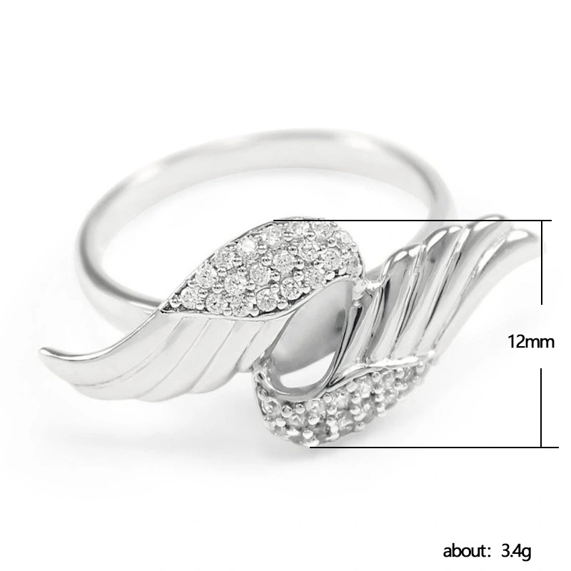 European and American new ring creative angel wings zircon women's ring manufacturers wholesale