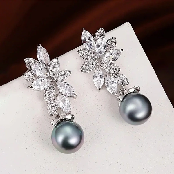 Korean high-end imitation pearl earrings Korean retro wheat ear flower earrings fashion earrings