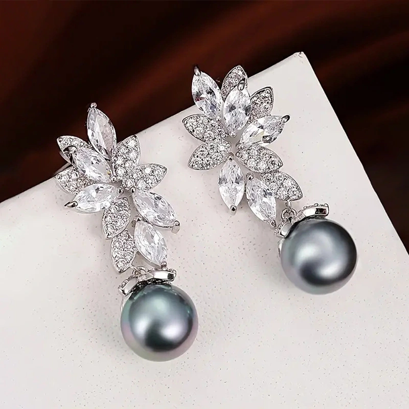 Korean high-end imitation pearl earrings Korean retro wheat ear flower earrings fashion earrings