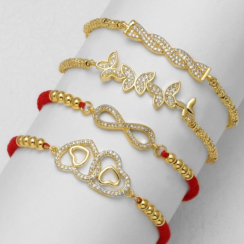 AS jewelry red rope double love 8-shaped bracelet micro-studded zircon butterfly bracelet hand jewelry bra90