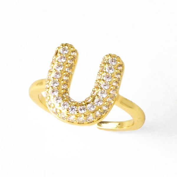 AS jewelry hot item inlaid with zircon 26 English letters open ring female rij23