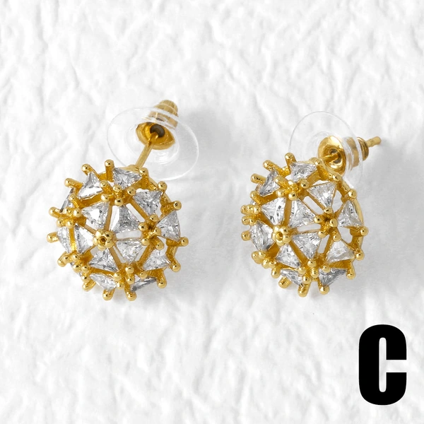 Clearance jewelry studs hot selling fan-shaped earrings for women gold-plated full zircon earrings earrings era088