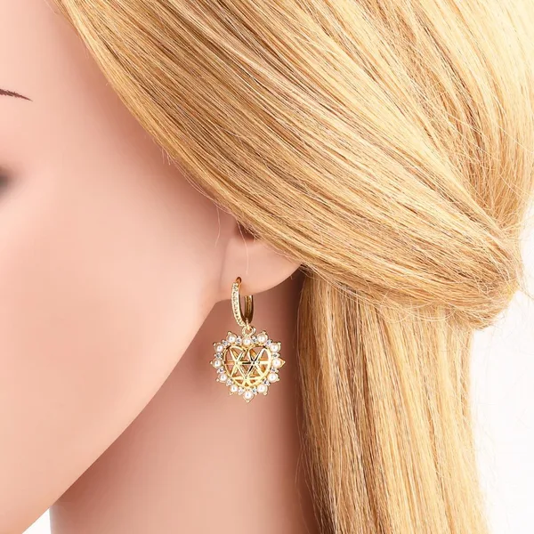 AS jewelry hot selling cross earrings female gold-plated zircon shell heart earrings erw14