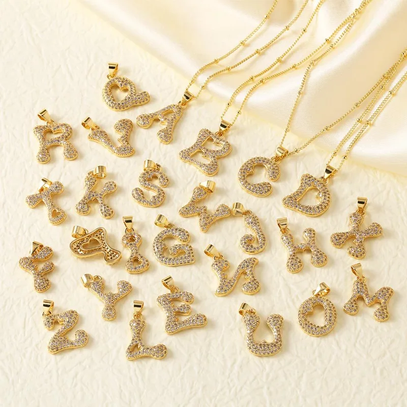 AS jewelry European and American new 26 English letters pendant necklace copper plated 18k gold clavicle chain nkb327