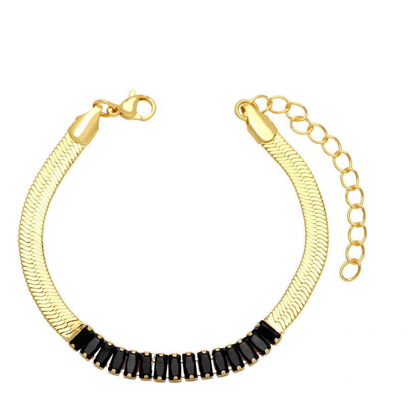 Blade chain bracelet fashionable simple flat snake bone chain European and American niche colored zircon bracelet female jewelry brh83