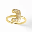 AS jewelry hot item inlaid with zircon 26 English letters open ring female rij23