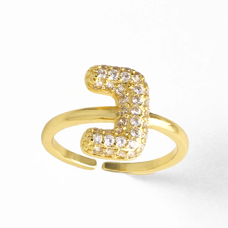 AS jewelry hot item inlaid with zircon 26 English letters open ring female rij23