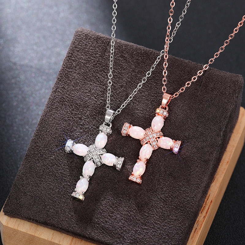   Factory direct sales necklace new style personality fashionable imitation opal clavicle chain hip hop street style necklace