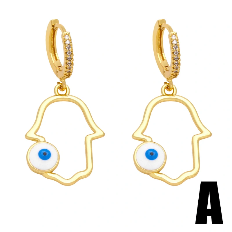 Clearance European and American jewelry devil eye earrings female geometric lightning drop oil blue eye earrings ers35
