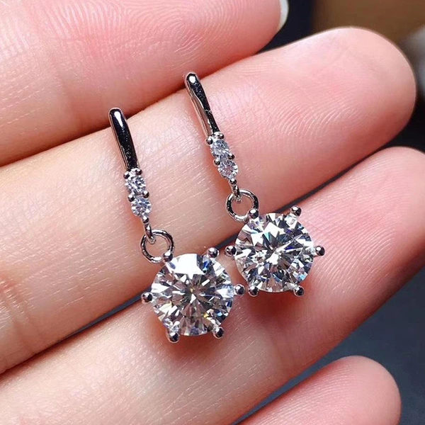 Live streaming hit imitation white zirconium earrings imitation gold plated long tassel earrings fashionable and versatile student earrings