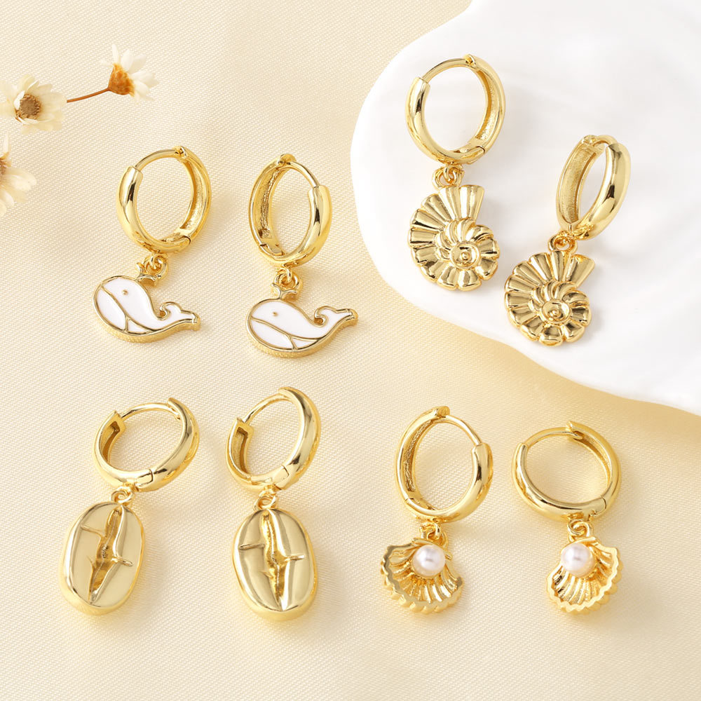 AS jewelry hot selling ocean series whale shell conch pendant earrings earrings female erq41