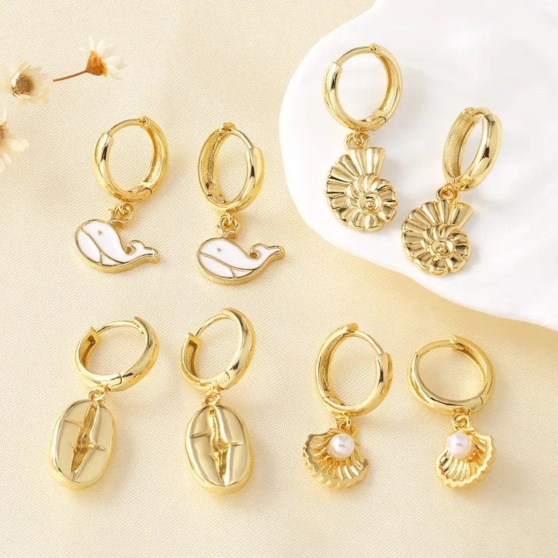 AS jewelry hot selling ocean series whale shell conch pendant earrings earrings female erq41