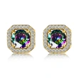  Niche temperament colorful geometric earrings for women colorful popular zircon earrings daily matching shiny jewelry