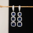 European and American shiny square zircon earrings for women, light luxury high-end zircon colored gemstone long earrings, factory direct sales