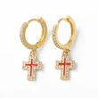 AS jewelry European and American new zircon copper plated 18k gold cross pendant earrings earrings earrings era234