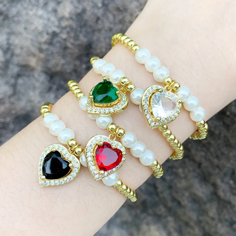 European and American hot-selling beaded jewelry love zircon bracelet niche design temperament pearl bracelet brb63