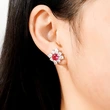  High-end luxury earrings imitation pigeon blood red diamonds surrounded by pear-shaped teardrop earrings flower earrings for women