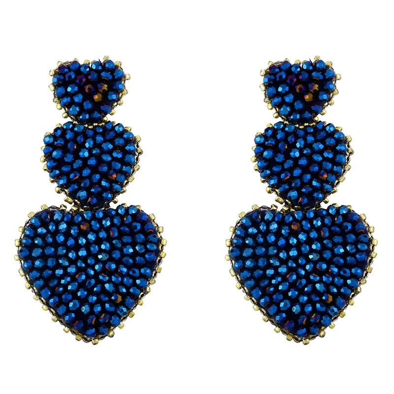 European and American new earrings trend street fashion earrings bohemian style creative rice bead heart earrings erw94