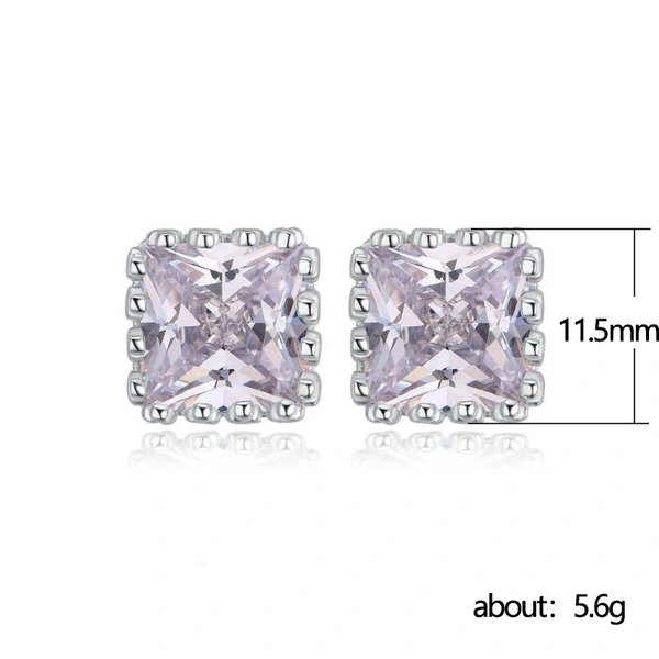 Factory wholesale couple jewelry crown hollow square zircon earrings fashion jewelry gift