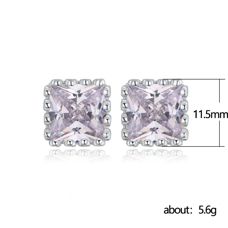 Factory wholesale couple jewelry crown hollow square zircon earrings fashion jewelry gift
