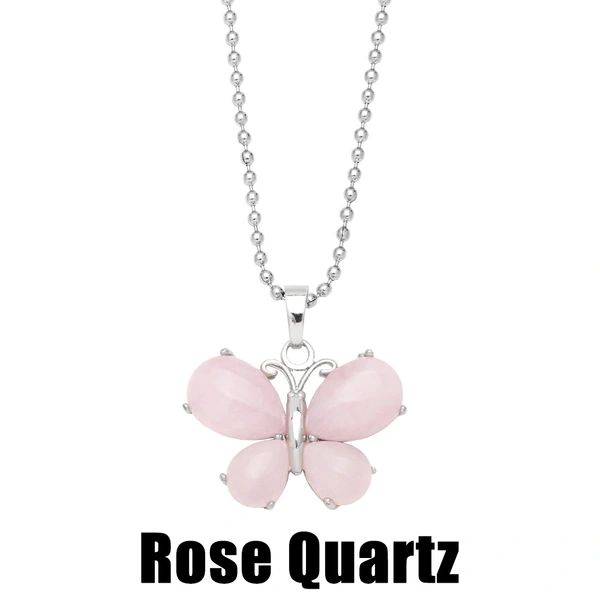 Crystal agate butterfly necklace for women 2023 new European and American hot selling pendant necklace wholesale nkb612