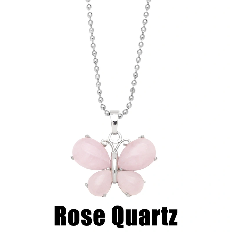 Crystal agate butterfly necklace for women 2023 new European and American hot selling pendant necklace wholesale nkb612