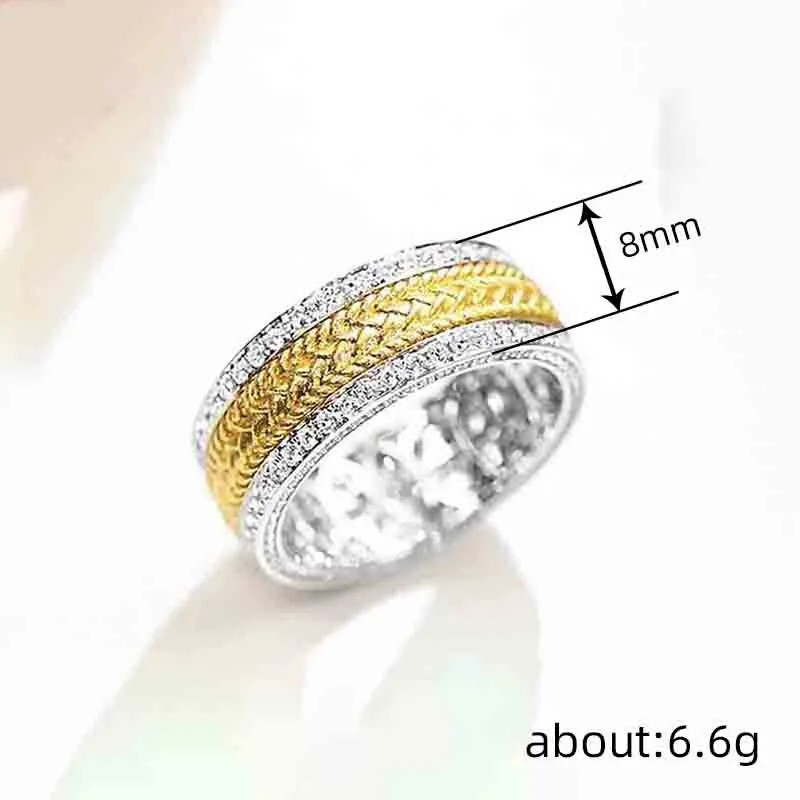  Factory direct sales of two-tone rings for women, simple and fashionable popular rings, popular online celebrity style niche jewelry