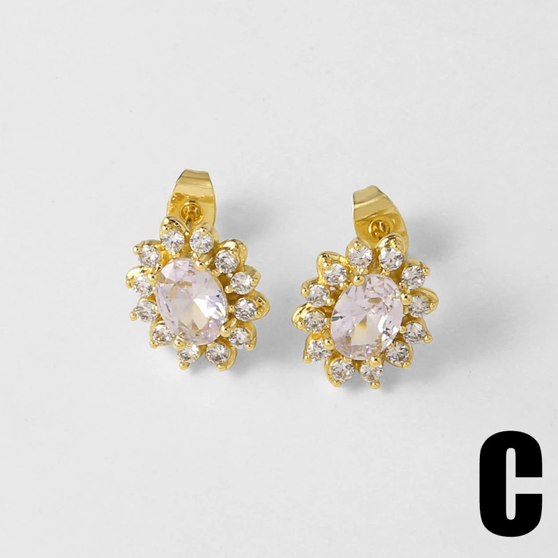 AS jewelry micro-inlaid zircon earrings copper plated 18k gold love heart earrings earrings female ery08