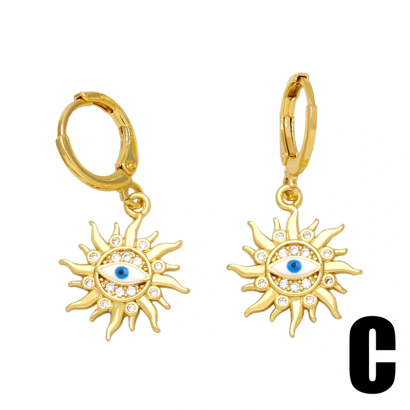 Hot selling devil eye earrings female niche personality European and American retro sun and moon earrings earrings ert45