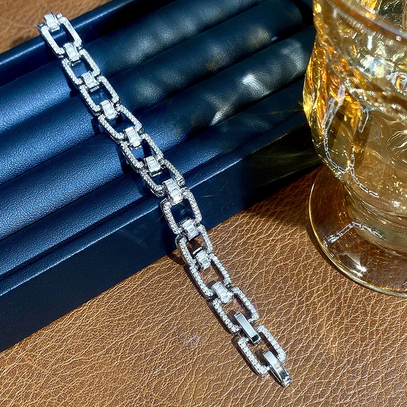 Niche hip-hop punk bracelet neutral square micro-inlaid zircon jewelry fashion personality accessories