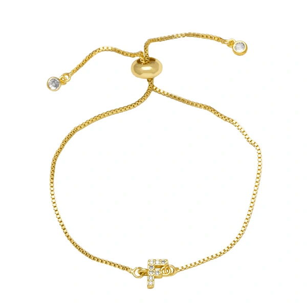 AS jewelry full zirconium 26 English letters bracelet copper plated real gold adjustment jewelry brm62