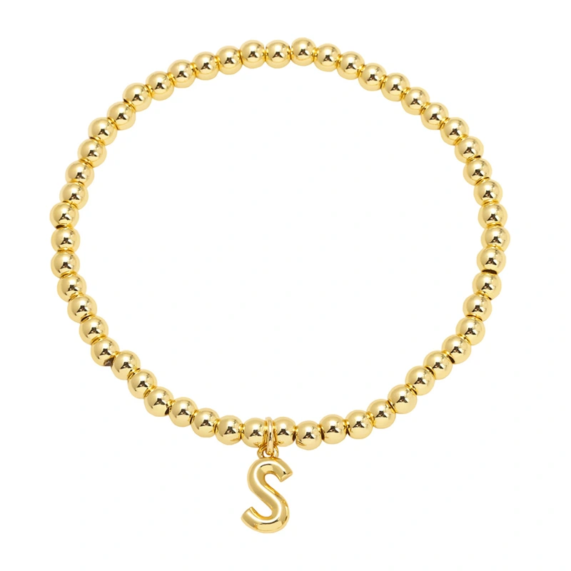 AS jewelry hot selling gold three-dimensional 26 English letters beaded bracelet bracelet brb34