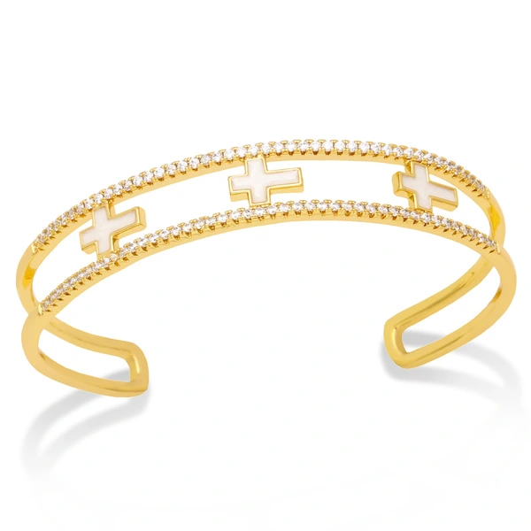 European and American jewelry simple personality double row hollow C-shaped geometric love cross lightning bracelet female brj01