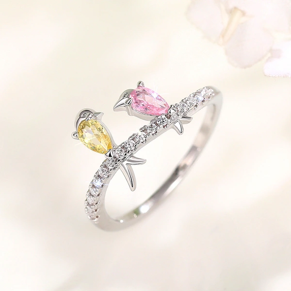  New European and American small fresh colorful bird ring Korean version cute swallow ring for Mother's Day gift