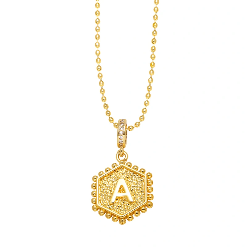 AS jewelry European and American hexagonal heart 26 English letters necklace clavicle necklace nkb296 necklace