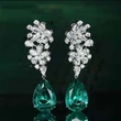 European and American live broadcast long fashionable water drop pear-shaped earrings flower lady temperament earrings factory direct sales