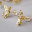 Fashion youth hollow butterfly earrings electroplated copper inlaid zircon student youth girls ear jewelry